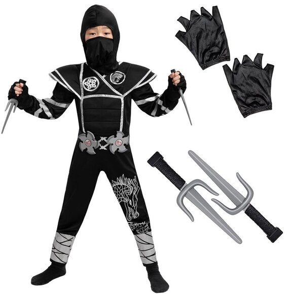 Spooktacular Creations Silver Ninja Child Costume With Foam Accessories Large - Picture 1 of 1